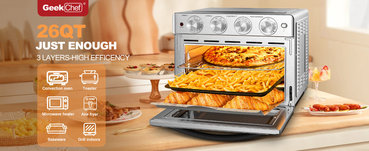 Geek Chef 6 Slice 26QT Air Fryer Toaster Oven Combo