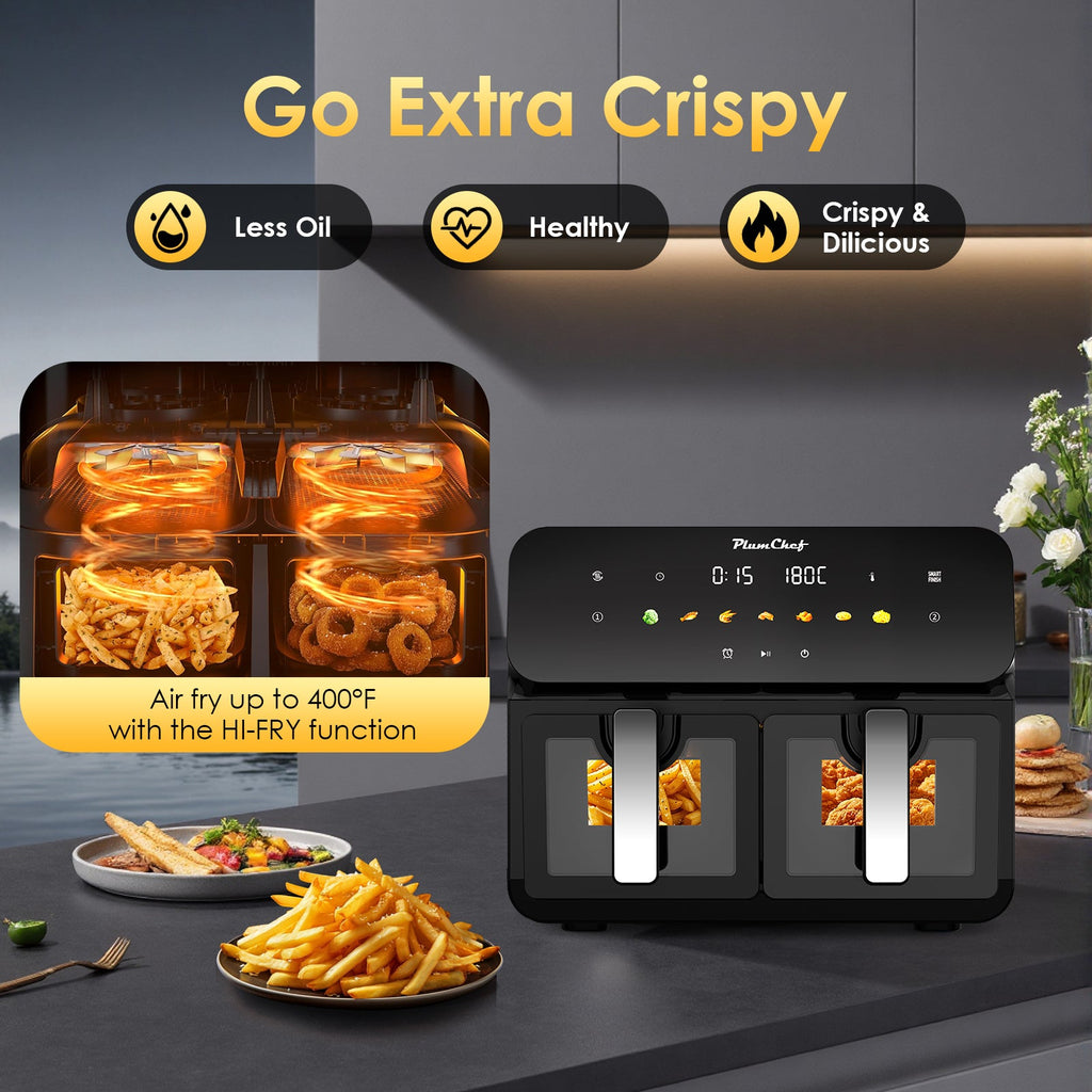 10QT Dual Air Fryer - Double Basket Air Fryer with Touchscreen Control