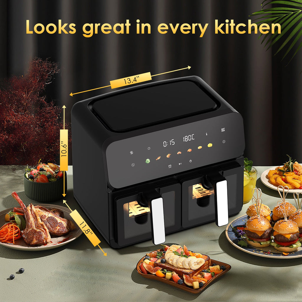10QT Dual Air Fryer - Double Basket Air Fryer with Touchscreen Control
