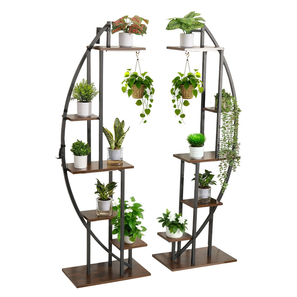 63" Tall 6-Tier Indoor Plant Stand with Grow Lights