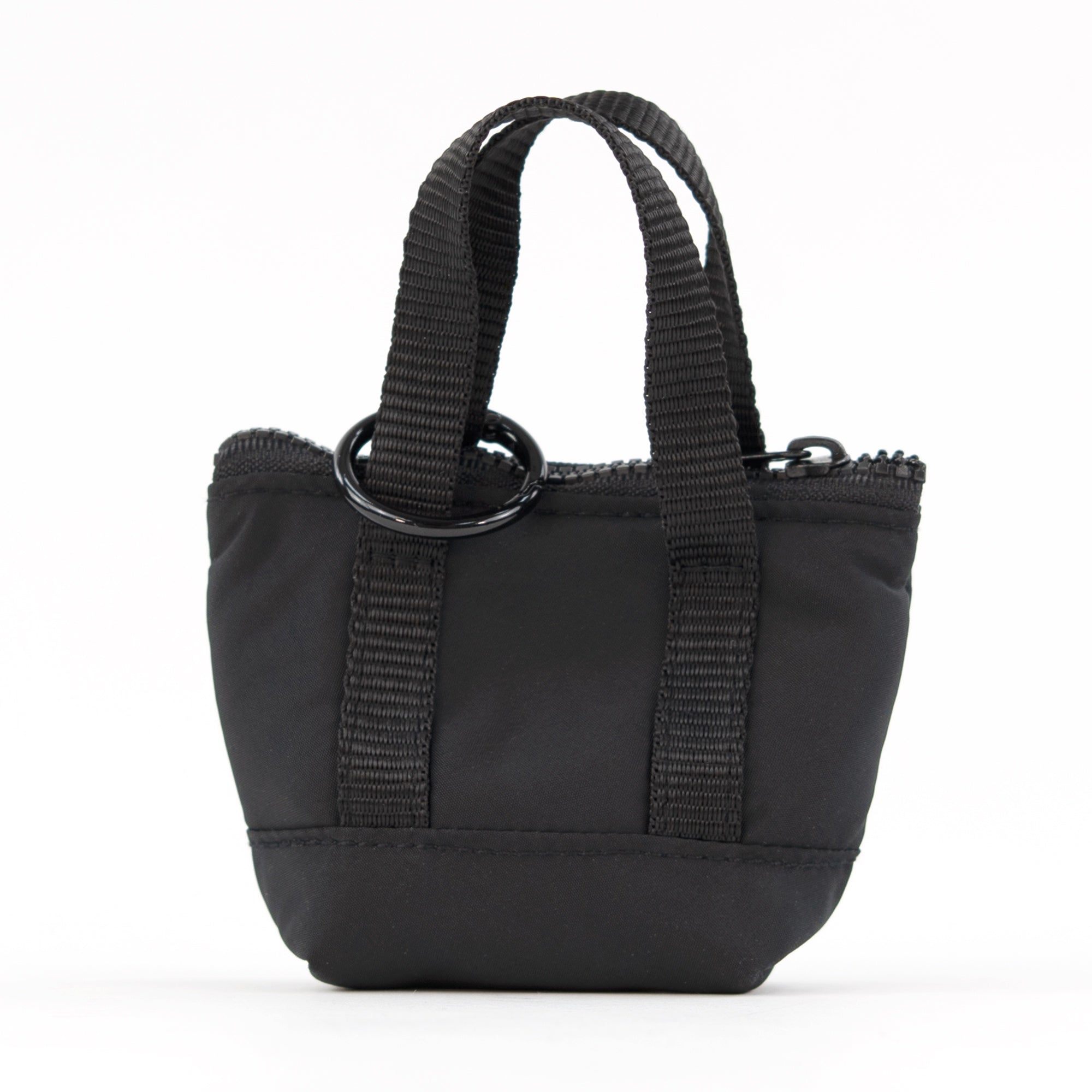 packlab Micro Nano Tote Keychain - Black Mini Tote Bag Coin Purse for Cards, Lip Balm & Everyday Essentials